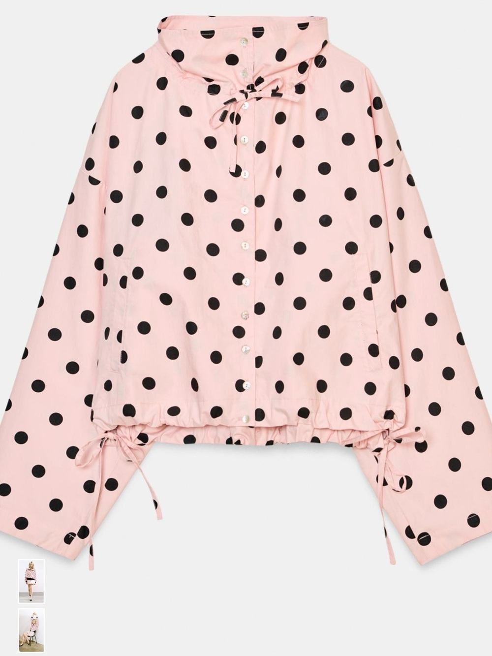 Zara Pink Polka Dot Hooded Windbreaker